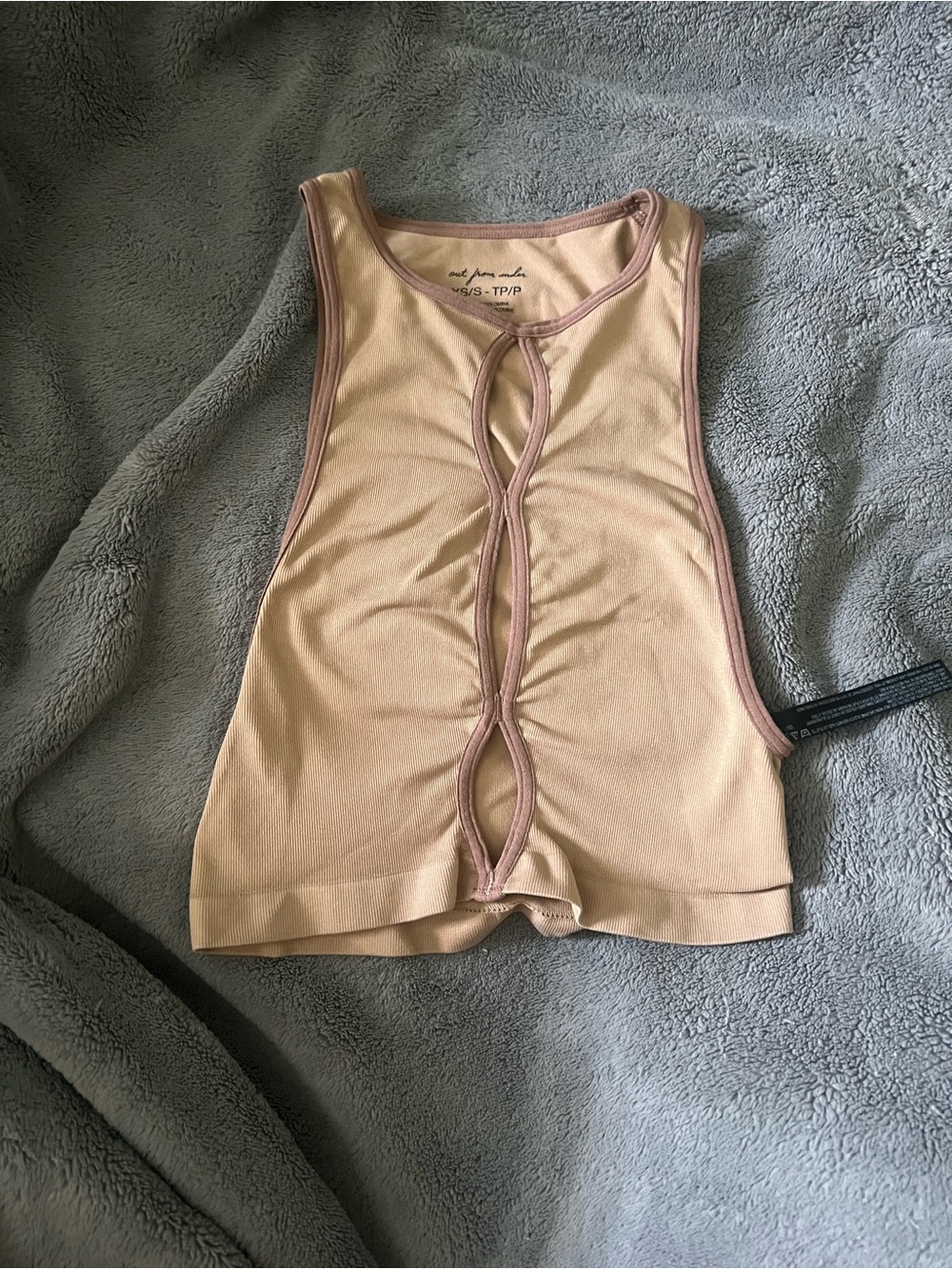 Urban Outfitters Beige Crop Tank with Mauve Trim
